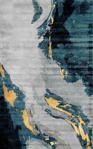 Blue Grey Gold Contemporary Modern Abstract Rug for Livingroom Bedroom Marble Deco Soft Distressed Diningroom Home Office Area Rug 2x3 Indoor Outdoor Mat Carpet - color: D, size: 2x3