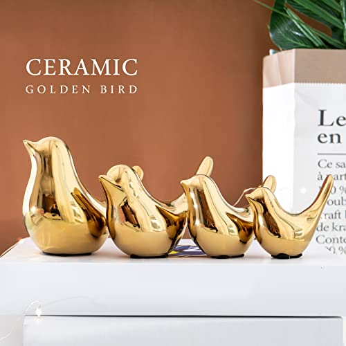 Notakia Small Birds Statues Home Decor Modern Style Decorative Ornaments for Living Room, Bedroom, Office Desktop, Cabinets (4Pcs Gold Birds) - color: 4pcs Gold Birds