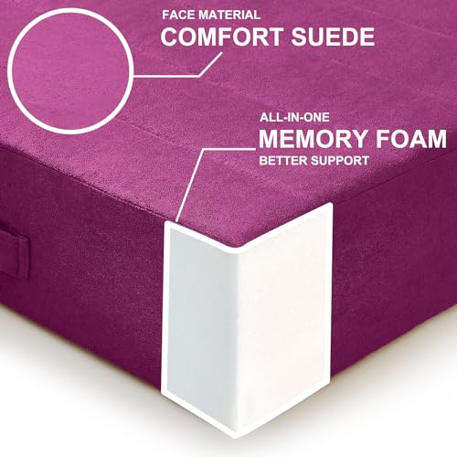 JKMAX 2 Pcs High Density Foam Floor Pillow - Upgraded Large Pillows Seating for Adults - Outdoor Floor Cushion with Soft Tufted Cover - Yoga Pillows for Sitting On Floor - 22 Inch Purple - color: Purple, size: 2 Counts