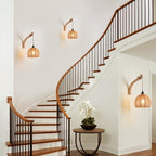 Plug in Wall Sconce,Farmhouse Wicker Wall Lamp Plug in,Hand Woven Rattan Wall Light Farmhouse Rustic Boho Sconces Wall Lighting for Living Room Bedroom - color: 7.87IN Rattan, size: 1 PACK