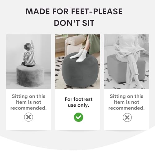 MeMoreCool Stuffed Round Pouf Ottoman Foot Rest, Floor Pouf Foot Stool with Soft Foam Chunk Filling, Small Round Ottoman Footstool Circle Footrest for Living Room, Light Coffee - color: Teddy Light Coffee