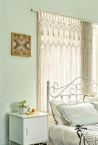 Mkono Macrame Curtain Large Boho Woven Wall Hanging Window Curtains Handmade Bohemian Decor for Window Doorway Closet Wedding Backdrop Arch Bedroom Living Room Apartment, 51''Wide x 70''Long - size: 51"W x 70"L
