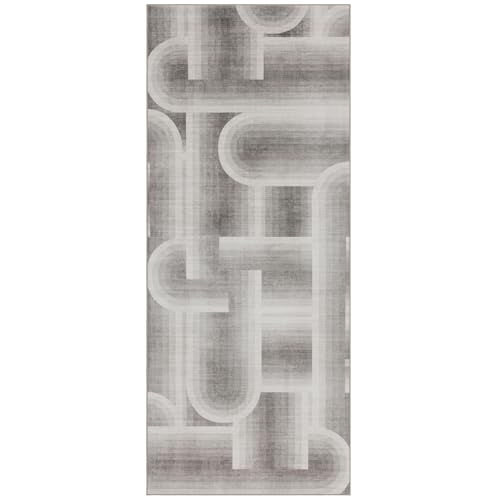 ReaLife Rugs Machine Washable Area Rug Runner - Living Room Bedroom Bathroom Kitchen Entryway Office - Non-Slip Baking Low Pile Stain Resistant Premium - Modern Geometric - Lyra - Beige 2'6" x 6' - color: Lyra - Beige, size: 2'6" x 6' (Rectangular)