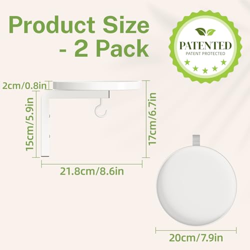 iDavosic.ly Wall Plant Holder Set of 2 for Indoor Outdoor, Metal Hanger with 2 Hooks, Floating Flower Display Stand for Window, Space Saving & Easy to Assemble (Pots/Chains/Plants Not Included), White - color: White, size: 2 Pack