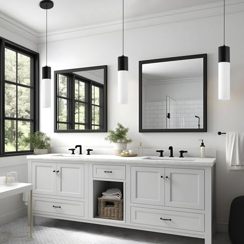 Pendant Lights Kitchen Island 3 Pack 12W Led Pendant Light with Milky White Lampshade, 1-Light Dining Light Fixture Ceiling Light Hanging in Black Finish, E12 LED Bulbs Included, 3000K-6000K - color: Black, size: 1-Light 3-Pack
