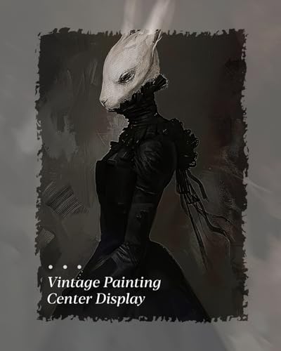HUARCEY Gold Framed Vintage Wall Art Canvas Prints Gothic Room Decor Vintage Rabbit Lady Wall Decor, Aesthetic Dark Academia Halloween Pictures Oil Painting Goth Decorations 8x10in - color: Phantom Rabbit, size: 10"L x 8"W