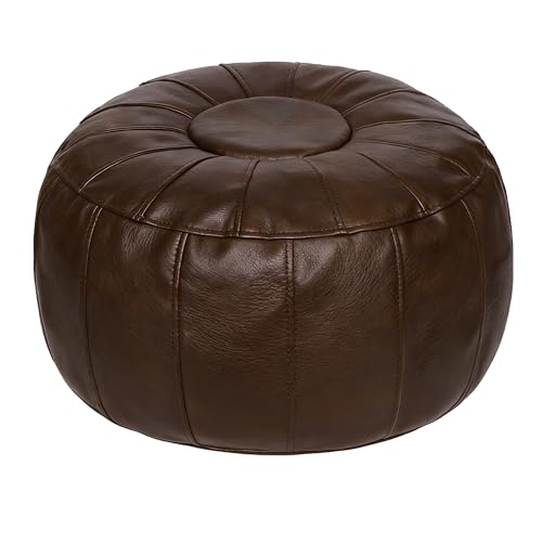 Thgonwid Unstuffed Moroccan Ottoman Pouf Cover, Ottoman Footstool Storage Solution, Bean Bag Chair, Foot Rest, Deep Coffee - color: Deep Coffee