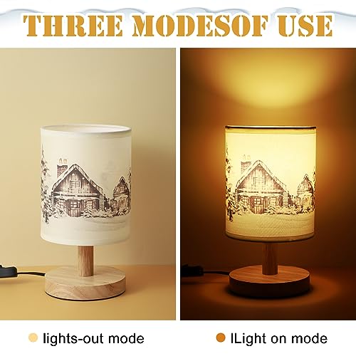 VIHOSE Christmas Table Lamp Indoor Vintage Lamp Shades Small Christmas Lamp Shade Linen Fabric Nightstand Shade Lamp Santa Night Light Christmas Desk Decorations for Bedroom Home Decor - style: Xmas Tree