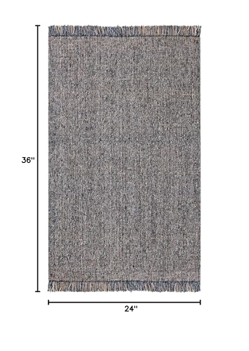SAFAVIEH Natural Fiber Collection Accent Rug - 2' x 3', Charcoal & Natural, Handmade Woven Fringe Jute, Ideal for High Traffic Areas in Entryway, Living Room, Bedroom (NF826H) - color: Charcoal/Natural, size: 2' x 3' (Rectangular)