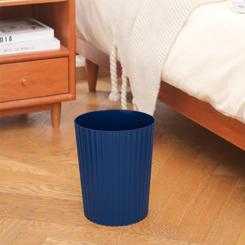JiatuA Small Trash Can Plastic Wastebasket Round Garbage Container Bin for Bathroom, Kitchen, Bedroom, Home Office, College Dorm, Navy Blue - color: Navy Blue, size: 1.8 Gallons