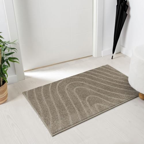LUXE WEAVERS Modern Geometric Wave Taupe 2x3 Area Rug - color: Taupe, size: 2' x 3' (Rectangular)