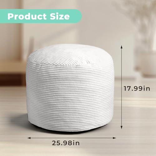 Dual-Size Corduroy Ottoman with Hidden Zipper – Ergonomic Memory Foam Footrest Poufs for Office Desks, Couches & Delicate Floors,Light Gray 26"x 18" - color: Light Gray, size: 26"D x 26"W x 18"H