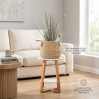 Seagrass Flower Pot, Woven Planter Basket for Indoor Plants, Decorative Plant Pot with Plastic Liner, Decorative Basket Planter for Home Decor (23 cm)