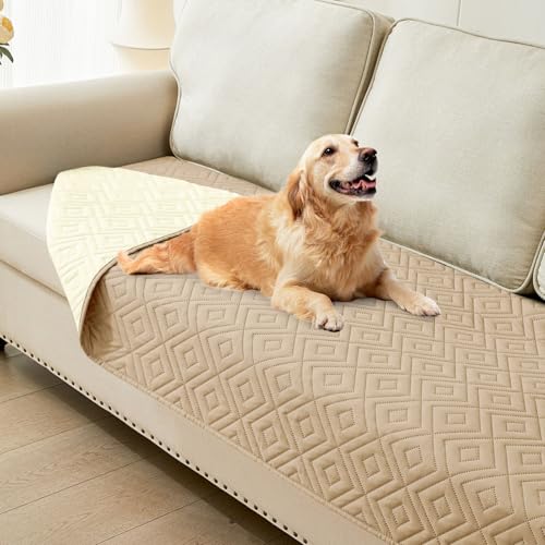 hyha Waterproof Dog Blanket, Soft Pet Bed Blankets, Waterproof Sofa Couch Cover for Dogs Washable, Reversible Pet Couch Covers for Sofa Furniture (30x70 Inch, Camel/Beige) - color: Camel+beige, size: 30x70 Inch