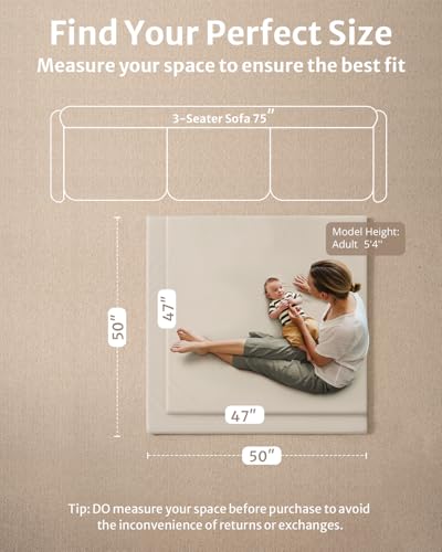 Blissful Diary Vegan Leather Baby Play Mat, 47x47 Thick Foam Cushioned & Waterproof Playpen Mat for Infants and Toddlers, Stylish and Just Wipe-Clean Playmat for Baby Play on Floor, Beige - color: Beige, size: 47" X 47"