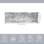 2x8 Washable Non-Slip Hallway Runner Rug – Modern Coastal Abstract Neutral Stain-Resistant Low-Pile Carpet Runner for Kitchen Entryway Bedroom Bathroom (Blue Gray,2x8) - color: Blue Gray, size: 2' x 8' (Rectangular)
