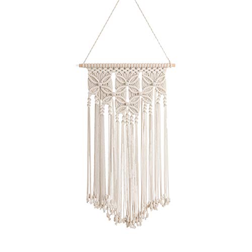 Macrame Wall Hanging Boho Art Woven Home Decoration Chic Cotton Rope Cord Wall Art for Apartment Living Room Bedroom Gallery, Beige, 16x28 Inches - color: Beige