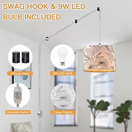 CINSARY Plug in Pendant Light, Hanging Light with Plug in Cord with Dimmable Switch, Hanging Lamp with 15 ft Clear Cord, Pendant Lights Fixture for Bedroom Kitchen Island (Bulb Included) - color: Flower