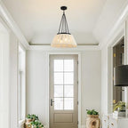 18.11 Inches Drum Chandeliers Boho Woven, 4Lights Boho Chandelier Cream White Hand-Woven Bohemian Pendant Light, Height Adjustable Rattan Bohemian Chandelier for Dining Room Kitchen Island - color: 18Inch-Rattan-Drum