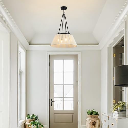 18.11 Inches Drum Chandeliers Boho Woven, 4Lights Boho Chandelier Cream White Hand-Woven Bohemian Pendant Light, Height Adjustable Rattan Bohemian Chandelier for Dining Room Kitchen Island - color: 18Inch-Rattan-Drum