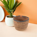 Woven Rattan Planter Basket Large Boho Rustic Floor Flower Pot Decorative Plant Container for Indoor Home Storage and Garden Organizer