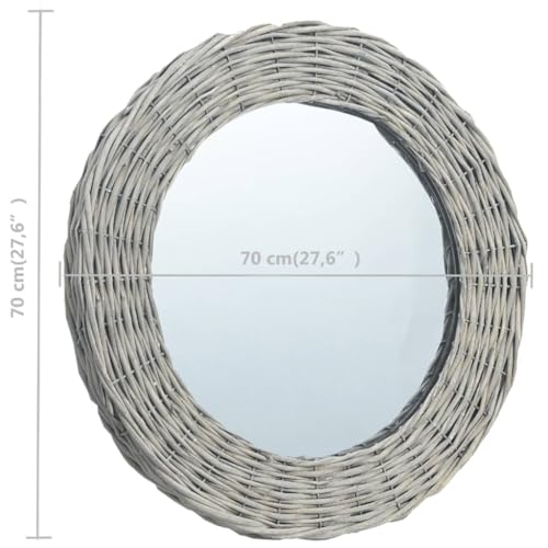 vidaXL Mirror, Wall Mirror, Bathroom Mirror, Decorative Mirror, Hall Mirror for Bedroom Living Room Dressing Room Entryway Hallway, Wicker Frame - size: 27.6"L x 27.6"W