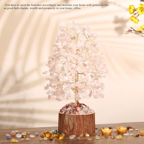 MAIBAOTA Rose Quartz Crystals Tree of Life Pink Office Home Decor Good Luck Handmade Feng Shui Spiritual Gifts for Women - color: Pink02
