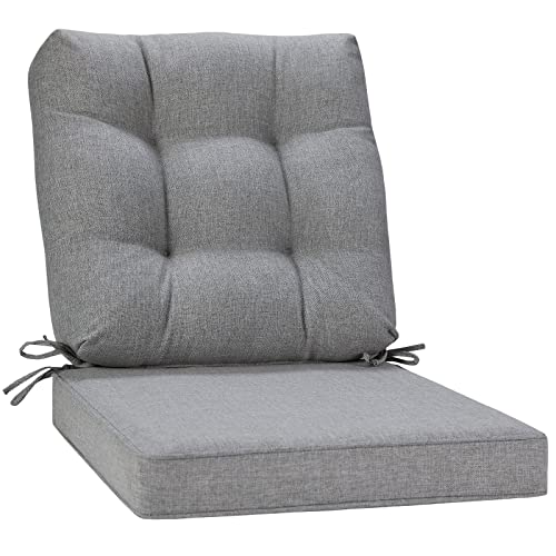 JMGBird Outdoor Chair Cushions Set - 19"x19" Deep Seat & Back Cushions, Water-Resistant Tufted Pillows for Patio Furniture - color: Grey, size: 19"×19"