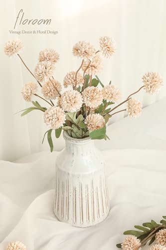 Floroom 5pcs Beige Faux Silk Mums Artificial Flowers, Bulk Fake Small Mini Chrysanthemums with Stems for DIY Champagne Wedding Centerpieces Floral Arrangements Vase Fillers Home Decorations - color: Beige, size: 5pcs