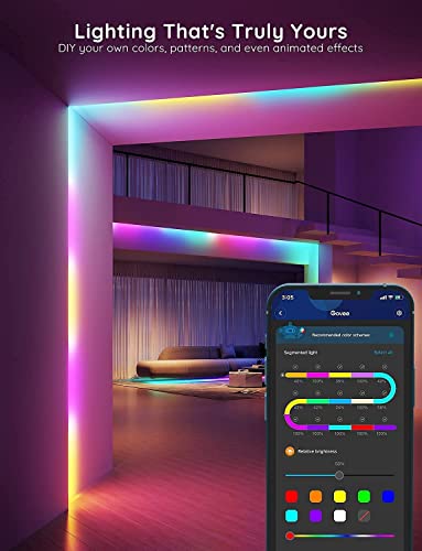 Govee RGBIC LED Strip Lights, Smart LED Lights for Bedroom, Bluetooth LED Lights APP Control, DIY Multiple Colors on One Line, Color Changing LED Strip Lighting Music Sync, Home Decor, 16.4ft - size: 16.4ft