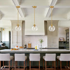 1 Pack Gold Globe Pendant Lights, Mid Century Gold Pendant Light Fixtures, Globe Pendant Lights Kitchen Island with Clear Glass Shade Adjustable Hanging Fixture for Dining Room (Bulbs not Included) - color: Brushed Gold + Milky White Glass 1 Pack