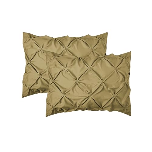 Elegant Comfort 2-Pack Sham Set Pinch Pleat Design, 1500 Premium Hotel Quality Microfiber, Stylish Design-Easy Care, Wrinkle and Stain Resistant, 2-Piece Sham Set, Pleated Standard/Queen, Taupe - color: Taupe, size: 26" x 20" (Pack of 2)