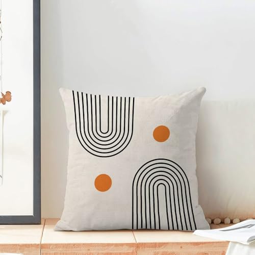 Boho Mid Century Pillow Covers 16x16 Inch Set of 2, Abstract Simple Sun Arch Decorative Throw Pillowcase Boho Modern Outdoor Farmhouse Yellow Cushion Cover for Sofa Couch Bed Living Room - color: Boho14, size: 16" x 16" (Pack of 2)