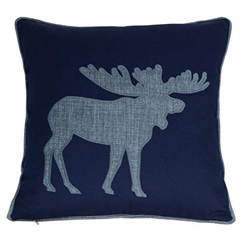 Navy Cotton Pillow Covers Decorative Moose Pillow Case for Sofa Cushions Covers 18x18 Inches (Navy) - color: Moose-navy