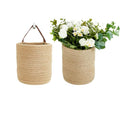 2pack Small Hanging Basket-Cotton Rope Wall Basket with Handle, Hanging Storage Baskets, Shelf Baskets Storage Bin Closet Organizer - 6.3" x 7", Woven Plant Basket (Jute) - color: Jute