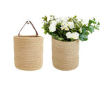 2pack Small Hanging Basket-Cotton Rope Wall Basket with Handle, Hanging Storage Baskets, Shelf Baskets Storage Bin Closet Organizer - 6.3" x 7", Woven Plant Basket (Jute) - color: Jute