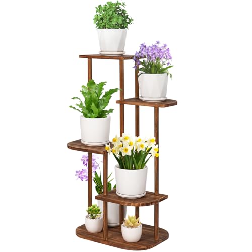 Jotsport 5 Tier Wood Plant Stand for Multiple Plants Indoor Plant Shelf Multi-Tier Flower Pot Holder Corner Display Rack