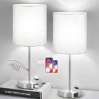 Set of 2 Grey Touch Control Table Lamps with 2 USB Ports & AC Outlet, 3-Way Dimmable Bedside Nightstand Lamps, Desk Lamp for Bedroom Living Room Nursery, 800 Lumens 5000K Daylight Bulbs Included - color: (2 Pack)Gray & Brushed Nickel(Base)-5000K Bulbs Inc