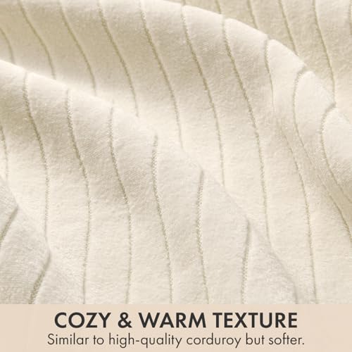 MIULEE Set of 2 Cream Decorative Throw Pillow Covers 18x18 Inch, Thick Soft Textured Striped Cushion Covers, Modern Solid Color Farmhouse Boho Pillow Case for Sofa Couch Bed Living Room - color: Cream, size: 18" x 18" (Pack of 2)
