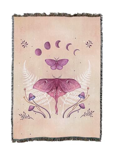 Pure Country Weavers Luna and Emerald Vintage Pink by Episodic Drawing - Gift Tapestry Throw Blanket Woven from Cotton - Made in The USA (50X60) - color: Luna and Emerald Vintage Pink, size: 50x60