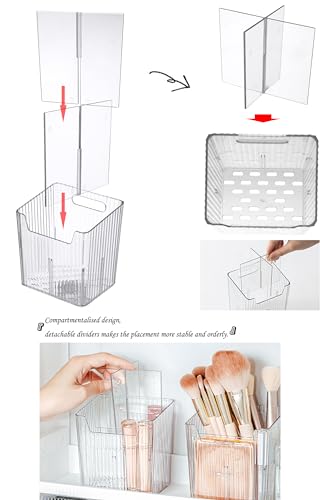 Set Of 2 Storage Organizer Bins Wall Mounted Shower Caddy, Bathroom shelves Stackable Clear Plastic Toothbrush Holder Adhesive Hanging Bin for Bathroom, Kitchen, Cabinet, Shower BPA Free Small (Clear) - color: Clear-4.33x3.54x4.53in