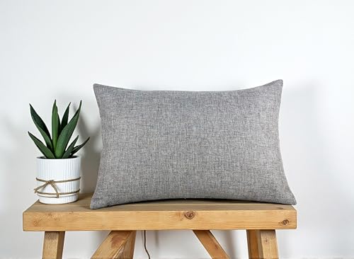 Aiking Home Imitation Burlap Lumbar Pillow Cover 12x18 Inch Vintage Faux Linen Rustic Natural Look, 1 Piece Elegance Farmhouse Style Accents Pillow Case for Indoor Use, Light Grey - color: Light Grey, size: 18" x 12" (Pack of 1)