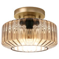 Amber Semi-Flush Mount Ceiling Light, Mid-Century Small Ceiling Light Fixture, E26 Base 1-Light Gold Ceiling Lamp for Kitchen Bathroom Hallway Bedroom Entryway - color: Small, 8.66" Amber