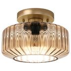 Amber Semi-Flush Mount Ceiling Light, Mid-Century Small Ceiling Light Fixture, E26 Base 1-Light Gold Ceiling Lamp for Kitchen Bathroom Hallway Bedroom Entryway - color: Small, 8.66" Amber