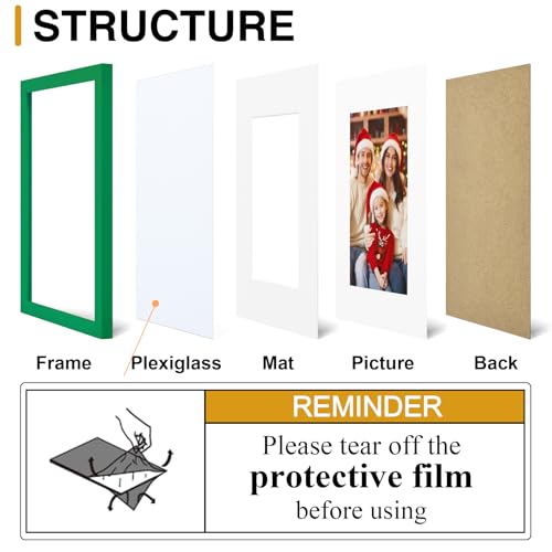 decorUhome 4x6 Picture Frame Set of 10, Display Photos 3.5x5 with Mat or 4x6 Unmatted for Picture Frames Collage Wall Decor, Green - color: Green, size: 4x6
