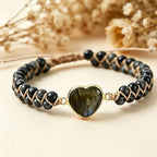 Women Boho Wrap Bracelet,Handmade Natural Stone Crystal Emperor Beads Heart Bracelet, Fashion Bohemian Jewelry Gift for Women - color: Gray