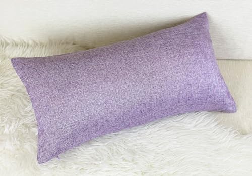 Aiking Home Imitation Burlap Lumbar Pillow Cover 14x26 Inch Vintage Faux Linen Rustic Natural Look, 1 Piece Elegance Farmhouse Style Accents Pillow Case for Indoor Use, Lavender - color: Lavender, size: 26" x 14" (Pack of 1)