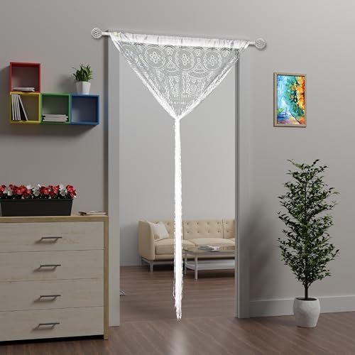 Lace Door String Curtain for Doorways，Bohemian Curtains Window Wall Closet Bedroom Kitchen Hippie Hanging Panels Boho Room Divider - color: White, size: 39"W x 79"L (Pack of 1)