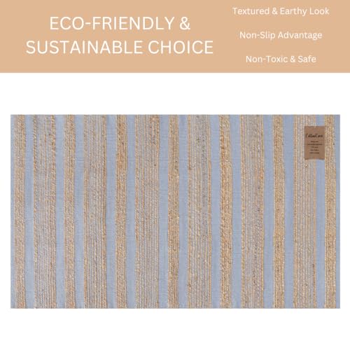 Area Rug Farmhouse 3x5 Feet - Hand Woven Jute Cotton Rug Bohemian Rustic Vintage - Non Slip Floor Rug for Bedroom Living Room Kitchen Dorm Entryway Hallway - Area Rug Natural Grey - color: Natural Grey, size: 3'x5'