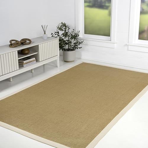 JONATHAN Y Border Jute Indoor Area Rug Natural/Beige 4X6 ft, Camden Farmhouse Cottage for Living Room, Bedroom, Kitchen, Office, Easy-Cleaning, High Traffic, Pet-Friendly, Non-Shedding KTN100A-4 - color: Natural/Beige, size: 4' x 6' (Rectangular)